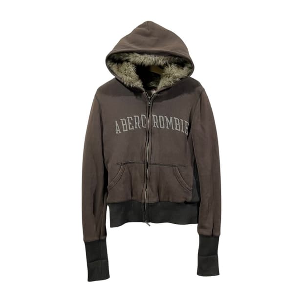 [Abercrombie] 아베크롬비 딥 브라운 크롭 후드집업