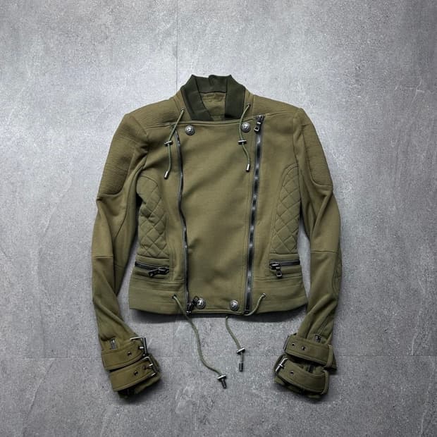 나폴레옹 더블 짚 퀼팅 판넬 사선 자켓