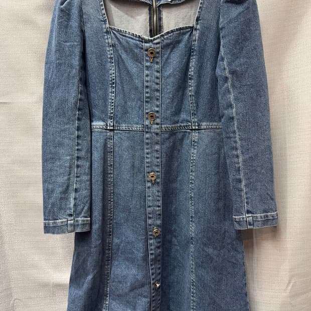 듀엘 스퀘어넥 퍼프 데님 원피스 55(S)