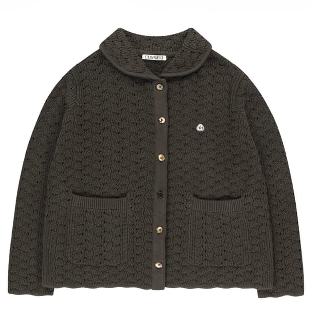 코이세이오 웨이브 니트 가디건 브라운