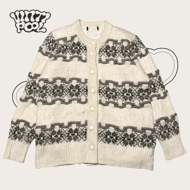 빈티지 라운드 노르딕 니트 가디건