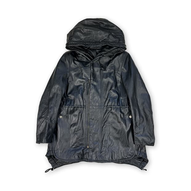 후디드 쉽스킨 레더 자켓