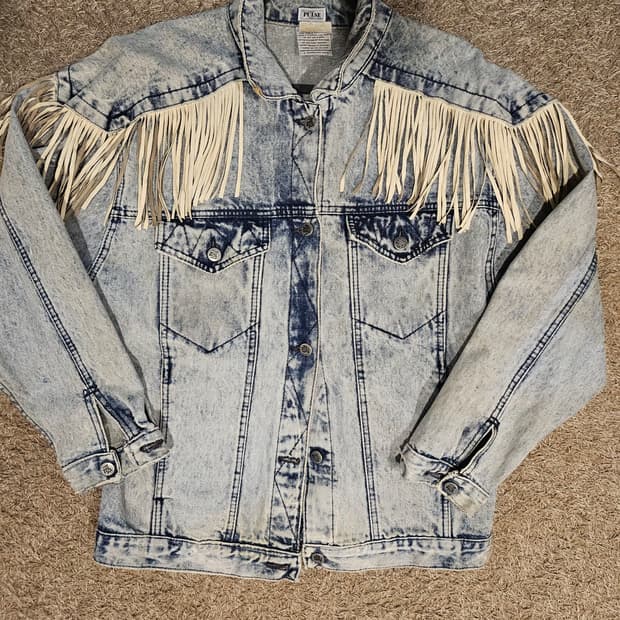 일본[L-105] 80's 빈티지 'PULSE' 웨스턴 프린지 데님 자켓