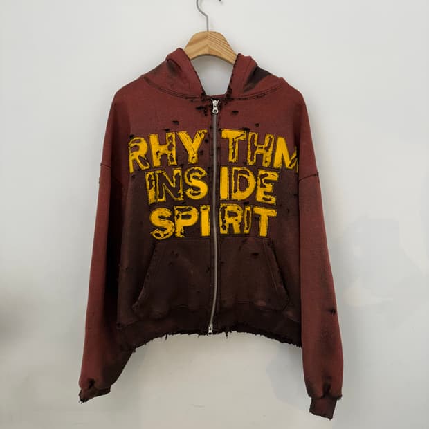 빈티지 크롭 후드집업(기모)