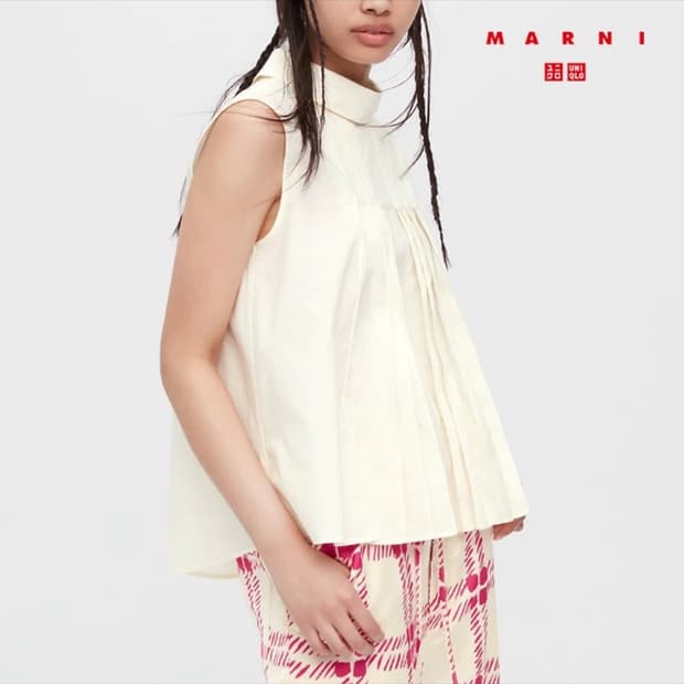 유니클로 마르니 블라우스 아이보리/네이비 S