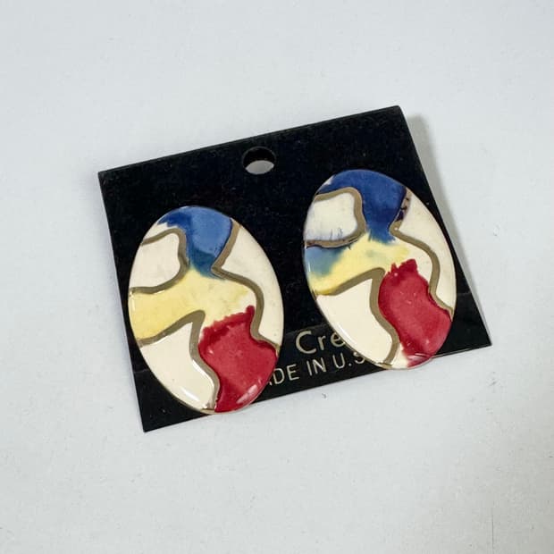 USA 90s Mindi Creations 에나멜 추상화 빈티지 귀걸이