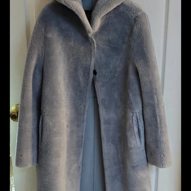 하늘색 리얼 양면 무스탕 새것 55~66 마른 77