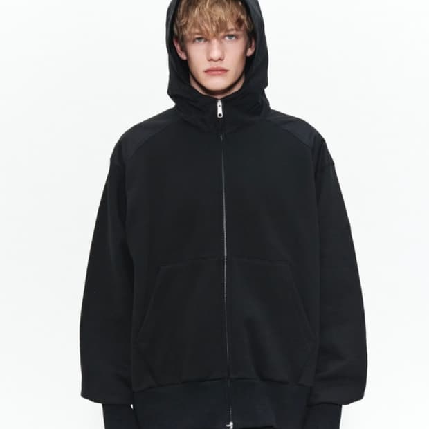 애프터프레이 패널 스웨트 후드 집업 블랙 M