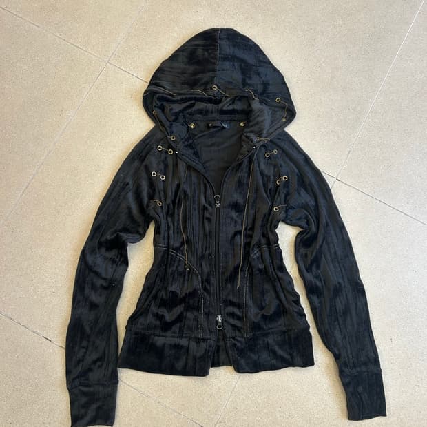 골드체인 벨벳 후드집업