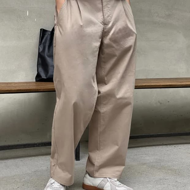 노드아카이브 와이드 테이퍼드 치노 팬츠 라이트카키