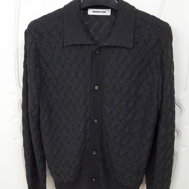 인스펙터 울 카라 가디건 다크그레이 100