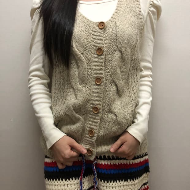 빈티지 베이지 니트 베스트