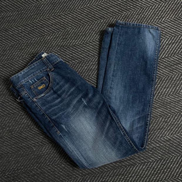 플랙 워싱 데님 스트레이트 팬츠y 3393