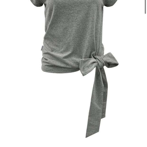 체메씨 프릴 리본 반팔 그레이