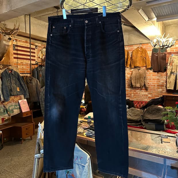 90s USA 빈티지 리바이스 501 0660 흑청 블랙진 데님 팬츠