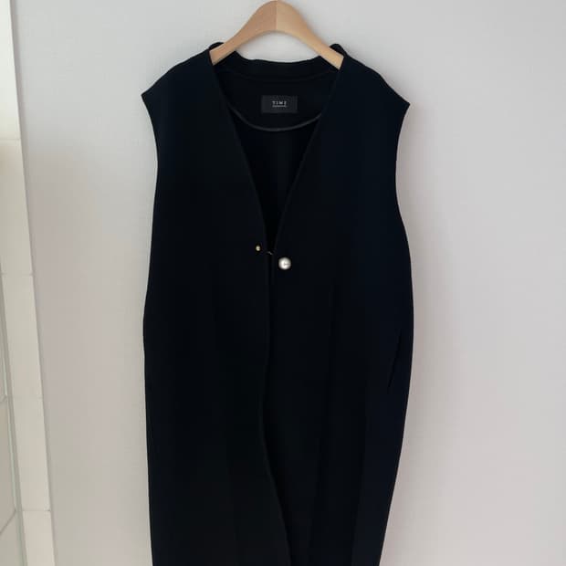 타임 TIME 캐시미어 혼방 민소매 롱 코트 