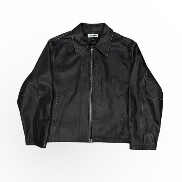 Boutique 86d 디스트레스 카우레더 자켓