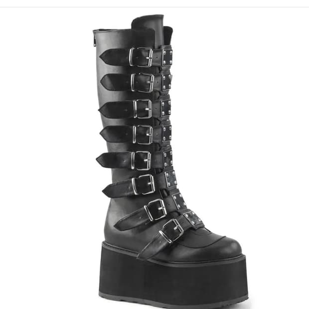 (새거) 데모니아 댐드 버클 스트랩 니하이 부츠 250 펑크 지뢰계 통굽