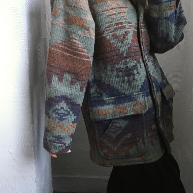 L.L.Bean 엘엘빈 울 아즈텍 나바호 패턴 자켓