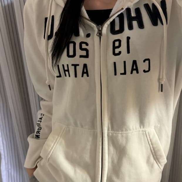 후아유 화이트 후드집업 xl