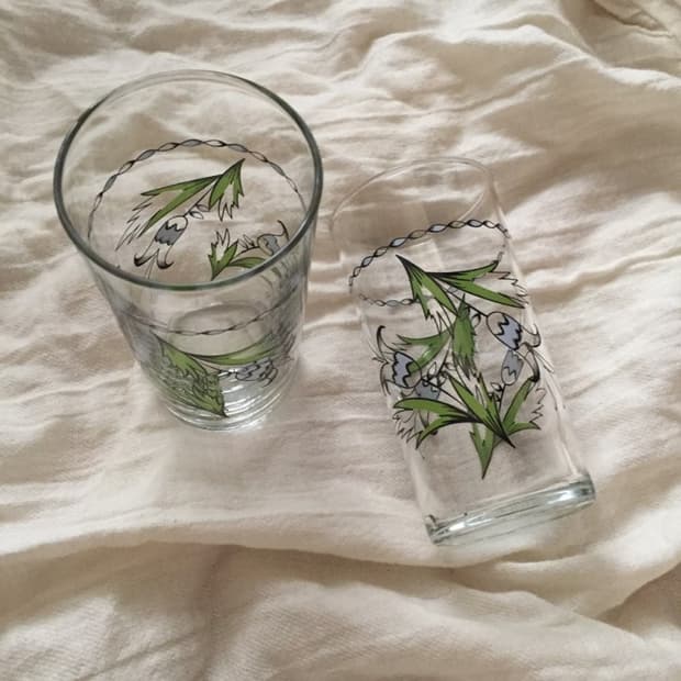 Vintage Flower Glass cup 