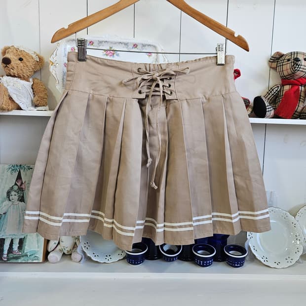 코르셋 레이스업 플리츠 스커트