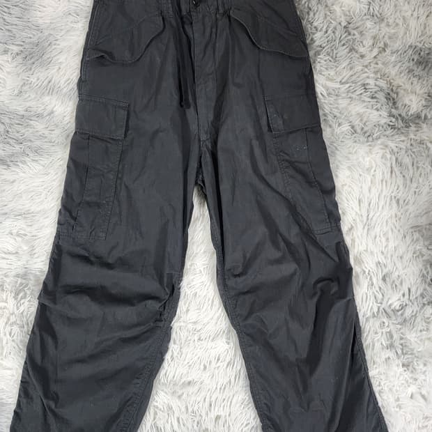 beams 빅 6 블랙 카고 와이드 팬츠