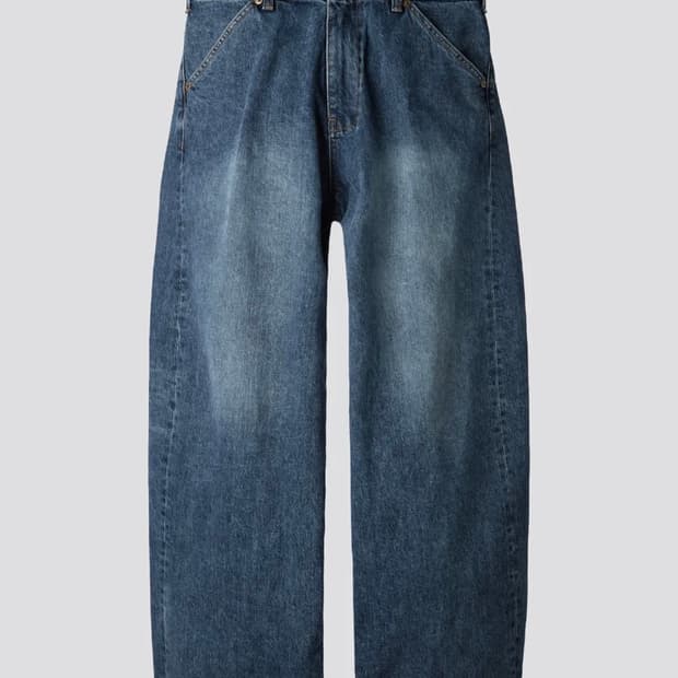 해칭룸 Wide Curve Jeans Washed Blue {3}