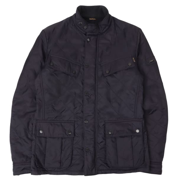 바버 네이비 폴라 퀼트 점퍼 자켓