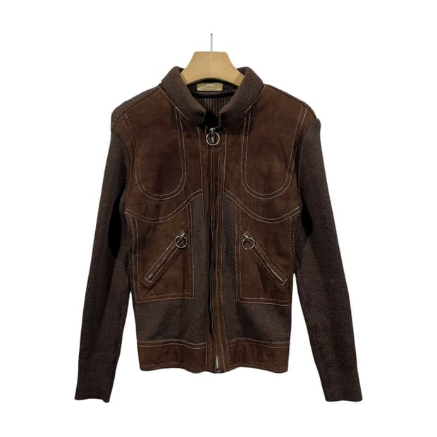 [JPN] 빈티지 스웨이드배색 집업 가디건