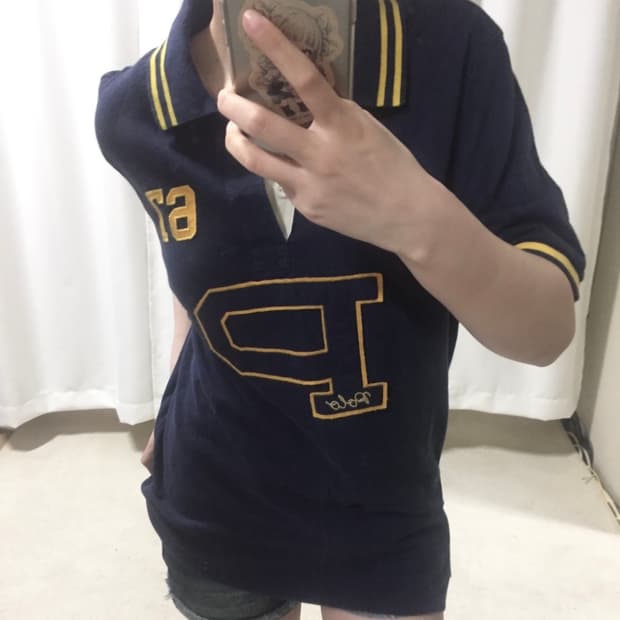 폴로 랄프로렌 하프 럭비 네이비 카라 반팔 티