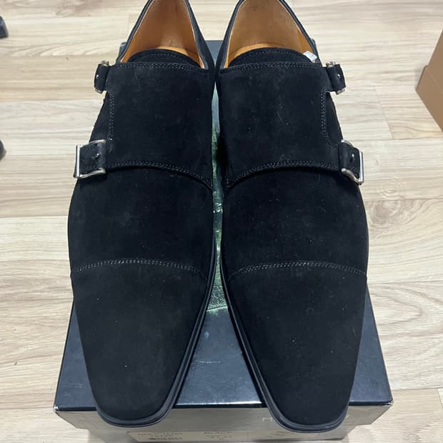 미착용 새상품] 맥나니(Magnanni) 스웨이드 더블 몽크스트랩 블랙 