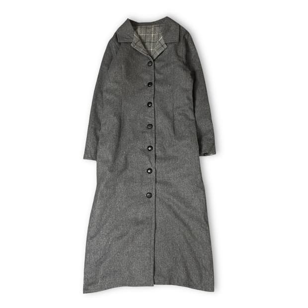 빈티지 그레이 싱글 롱 코트