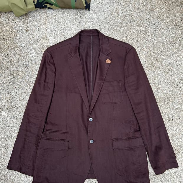 먼싱웨어 브라운컬러 빈티지 린넨 블레이져