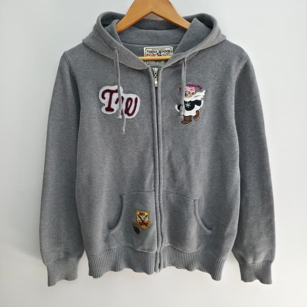 [L] 티니위니 그레이 집업 후드 니트