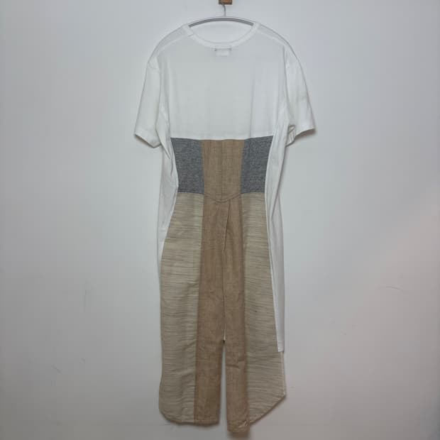 꼼데가르송 옴므 플러스 18ss 린넨 도킹 원피스 티셔츠
