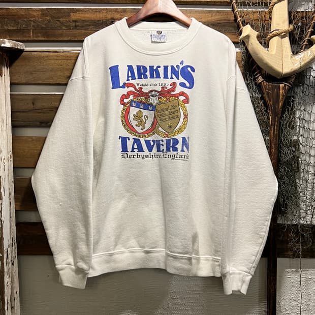 [L]90's Made in USA LARKIN'S 펍 화이트 스웻셔츠