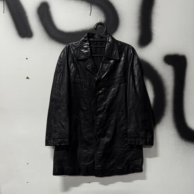 VTG 빈티지 100% 쉽스킨 왁스 코팅 글로시 양가죽 코트