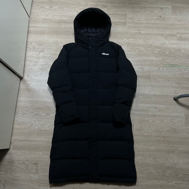 엘레쎄 덕다운 로고 후드 롱패딩 [블랙] S/90