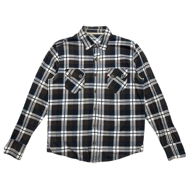 리바이스 브라운 투톤 체크 플란넬 투포켓 셔츠 L