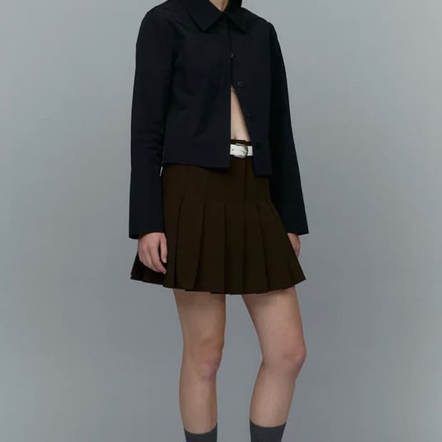 플리츠치마(브라운, s)