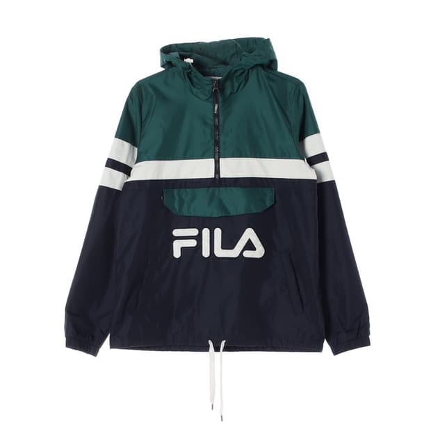 FILA 네이비 그린 배색 아노락 바람막이 S