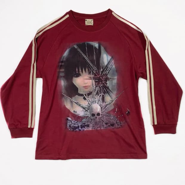 webbar 중국 브랜드 중브 티셔츠 롱슬리브 프린팅 드림코어 긴팔티