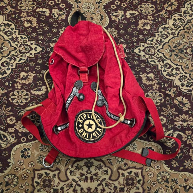 키플링 백팩 럭색 복조리백팩 레드 왕로고