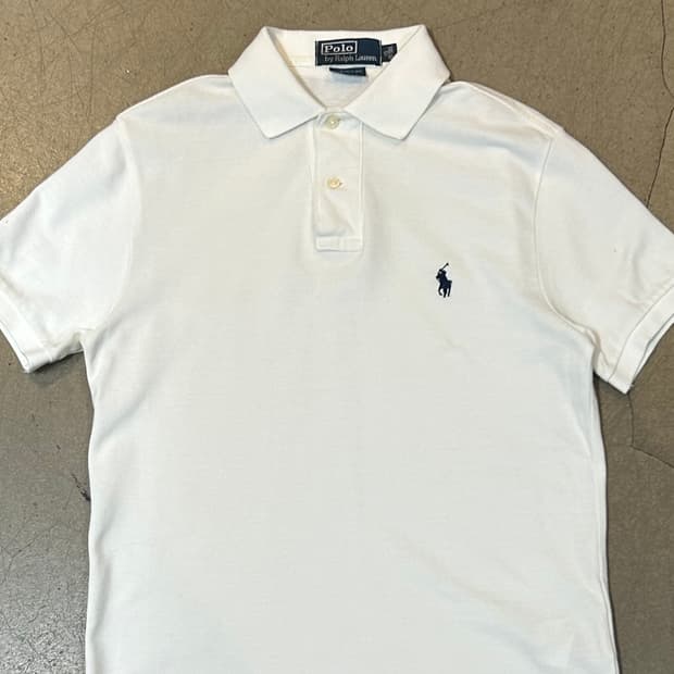 XS 폴로랄프로렌 커스텀핏 화이트 카라 반팔 티셔츠