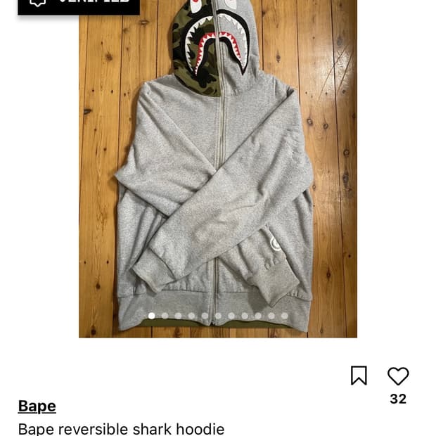 Bape 리버시블 샤크페이스 후드집업