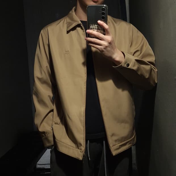 DAKS 닥스 브라운 카키 자수로고 아메카지 카라넥 캐주얼자켓 L