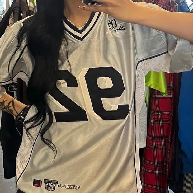 후부 풋볼져지 실버 반팔 