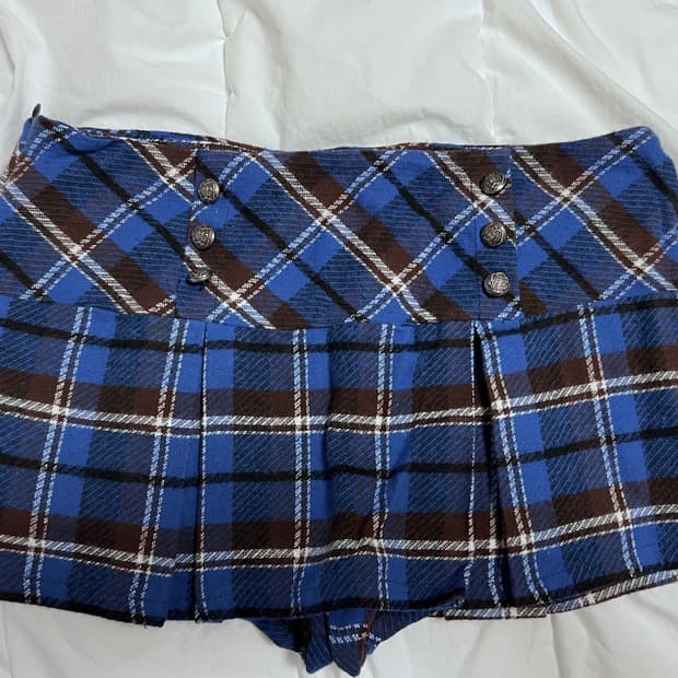 새상품 체크 타탄 미니 스커트 숏 반바지 플리츠 스쿨룩 