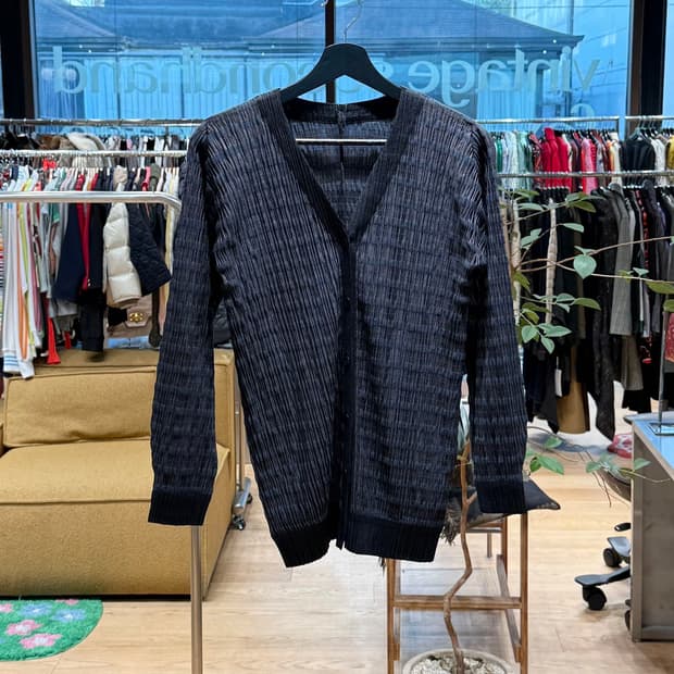 플리츠 플리즈 네이비 스트라이프 링컬 자켓 